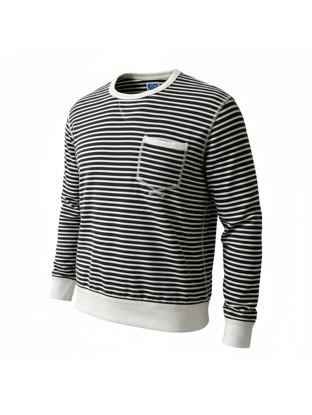 J.Crew Knit Goods Black & White Striped Pocket Sweatshirt - Size M